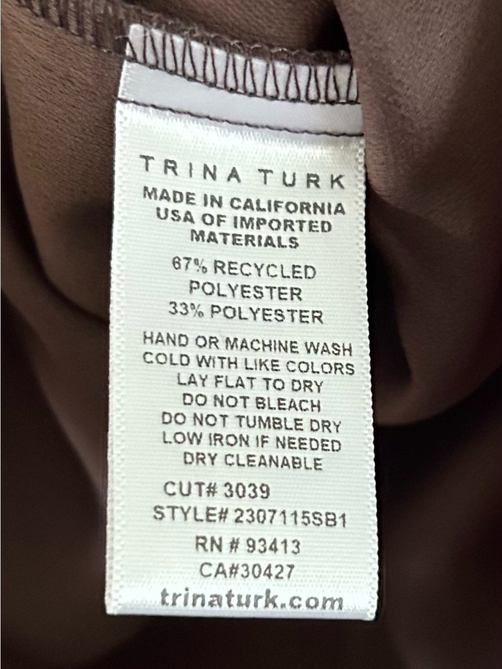 Trina Turk NWT Brown Tompkins Ruffle Crepe Boxy Square Top Blouse, size L - Picture 6 of 8